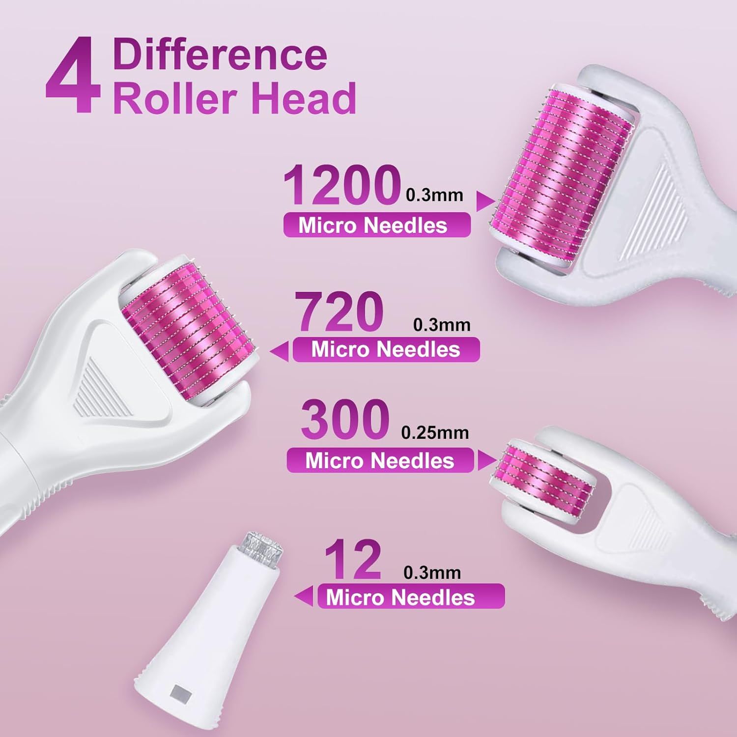 6-In-1 Stainless Steel Derma Roller Kit With 4 Interchangeable Heads, Ergonomic Handle, Clear Storage Case, Easy Assembly Design, For Facial &Amp; Body Skincare Routine Use (White) – Auz Sales Online 6-In-1 Stainless Steel Derma Roller Kit With 4 Interchangeable Heads, Ergonomic Handle, Clear Storage Case, Easy Assembly Design, For Facial &Amp; Body Skincare Routine Use (White) - Image 2