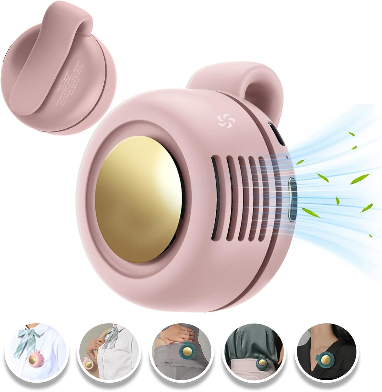 Mini Clip-On Bladeless Fan, Usb Rechargeable 3-Speed Portable Personal Fan With 360° Rotation, Ultra-Quiet 25Db Waist Hanging Fan For Outdoor Travel Gym (Pink) – Auz Sales Online Mini Clip-On Bladeless Fan, Usb Rechargeable 3-Speed Portable Personal Fan With 360° Rotation, Ultra-Quiet 25Db Waist Hanging Fan For Outdoor Travel Gym (Pink) - Image 2
