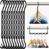 10-Pack Black Space-Saving Hanger Connectors—5-Slot Design for Vertical & Horizontal Use—Organize Shirts, Sweaters, Jackets—Compact Closet Organizer for Apartments, Dorms, Small Spaces (Black)