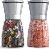 2-Pack Manual Spice Grinders With Adjustable Coarseness, Clear Glass Bodies, Ceramic Grinding Mechanism, And Brushed Stainless Steel Tops—Refillable For Salt, Pepper, Cumin, Herbs, And More—Elegant Kitchen Essentials (Silver) – Auz Sales Online 2-Pack Manual Spice Grinders With Adjustable Coarseness, Clear Glass Bodies, Ceramic Grinding Mechanism, And Brushed Stainless Steel Tops—Refillable For Salt, Pepper, Cumin, Herbs, And More—Elegant Kitchen Essentials (Silver) Product Image Auz Sales Online