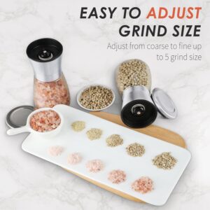 2-Pack Manual Spice Grinders With Adjustable Coarseness, Clear Glass Bodies, Ceramic Grinding Mechanism, And Brushed Stainless Steel Tops—Refillable For Salt, Pepper, Cumin, Herbs, And More—Elegant Kitchen Essentials (Silver) - Image 3
