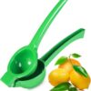 Manual Citrus Squeezer with Built-in Strainer, Non-Slip Handle & Grooved Press Head—For Lemons, Limes, Oranges—Easy Hand Juicing Tool for Cocktails, Dressings, Marinades—Includes Usage Guide (Green)