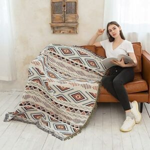 Sofa Blanket With Tassel, Couch Throws, Knitted Blanket, Aztec Ethnic Style Blanket, For Home, Office, Travel, Camping. - Image 2