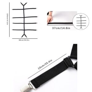 Adjustable Sheet Holders With Elastic Bands And Metal Clips For Securing Sheets Mattress Covers Or Sofa Covers, White - Image 8
