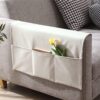 Sofa Armrest Storage - 5 Compartments - Reinforced Tech Fabric - Remote Control Holder - White (60*110CM)