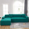 Waterproof sofa cover - Bright green jacquard leaf pattern - For 4-seater sofa (235-300 cm)