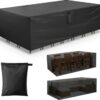 Waterproof Garden Set Protective Cover with Drawstring and Good Drainage - W242 x L160 x H100CM - Black Garden Furniture Cover - Garden Furniture Cover - Garden Set Cover - Lounge Set Cover - Garden Table Cover