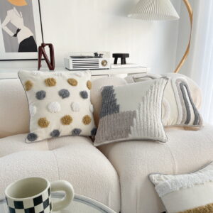Walbest Boho Throw Pillow With Braided Rope Pattern And Tassels Soft Cotton Linen Textured Cushion For Sofa Bed Office 45X45Cm C - Image 4
