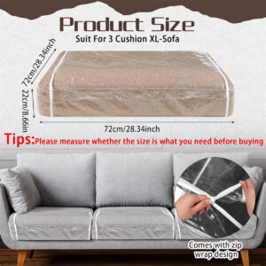 Tutuviw Plastic Sofa Seat Cushion Covers,1Pc 28X28X9In Waterproof Couch Covers,Furniture Sofa Seat Slipcover,Wear Resistant Couch Furniture Seat Couch Cover For Anti Cat Dog Clawing Scratching(Clear) - Image 2