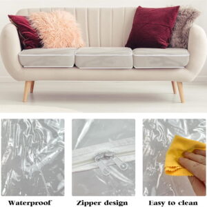 Tutuviw Plastic Sofa Seat Cushion Covers,1Pc 28X28X9In Waterproof Couch Covers,Furniture Sofa Seat Slipcover,Wear Resistant Couch Furniture Seat Couch Cover For Anti Cat Dog Clawing Scratching(Clear) - Image 8