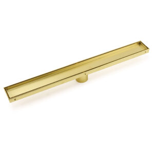 Brushed gold tile insert 600mm linear shower grate floor drain empty tray channel