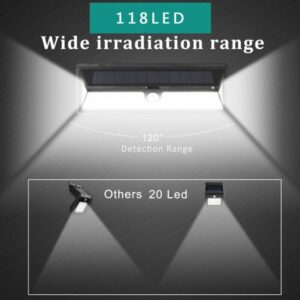 Solar Wall Light - 118 Led Solar Lamp 1000 Lumen Wall Light Pir Motion Sensor Ip65 Waterproof Outdoor Garden..debuns - Image 4