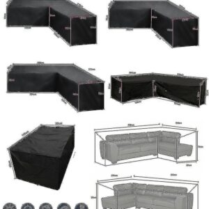 12 Sizes L-Shape All-Weather Cover Waterproof Rattan Corner Furniture Protector Garden Patio Outdoor Sofa Cover Dust Cover270*200*82cm
