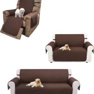 UNICE Home Sofa Cover Bundle Loveseat Cover Chair Cover (Sofa+Loveseat+Chair, Coffee)