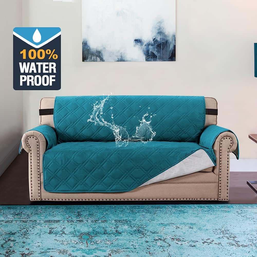 100% Waterproof Sofa Slipcover Washable Loveseat Cover For 2 Chion Cover Non-Slip Furniture Protector With Puppy Paw Silicone Backing Couch Cover For Pets Dogs (Loveseat, Dark Teal) – Auz Sales Online 100% Waterproof Sofa Slipcover Washable Loveseat Cover For 2 Chion Cover Non-Slip Furniture Protector With Puppy Paw Silicone Backing Couch Cover For Pets Dogs (Loveseat, Dark Teal) - Image 2