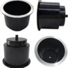 4Pcs Cup Holder Insert Plastic Universal Drop in Chrome with Drain, for RV Boat Car, Pontoon Table Sofa