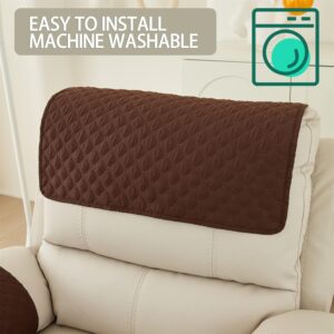 Armrest Chair Covers, Stretch Armchair Couch Arm Rest Cover, Waterproof Armchair Slipcover Nonslip Quilted Furniture Protector For Pets Leather Sofa Couch (Dark Brown,1 Person (Set Of 3)) - Image 4