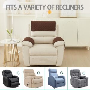 Armrest Chair Covers, Stretch Armchair Couch Arm Rest Cover, Waterproof Armchair Slipcover Nonslip Quilted Furniture Protector For Pets Leather Sofa Couch (Dark Brown,1 Person (Set Of 3)) - Image 5