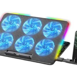 Portable Gaming Laptop Cooling Pad 6 Powerful Fan Table Stand Cooler with Phone Holder