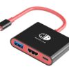 3-in-1 Portable TV Dock with 4K HDMI USB 3.0 100W Travel Adapter Dock for Nintendo Switch OLED TV Docking Station -Black&Red