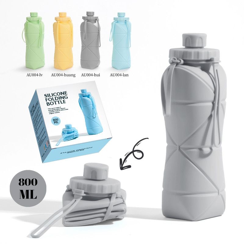 800Ml Large-Capacity Food-Grade Silicone Folding Water Cup, Portable Outdoor High-Temperature Resistant Water Bottle, Travel And Camping Compressible Water Bottle, Travel Water Cup - Gray – Auz Sales Online 800Ml Large-Capacity Food-Grade Silicone Folding Water Cup, Portable Outdoor High-Temperature Resistant Water Bottle, Travel And Camping Compressible Water Bottle, Travel Water Cup - Gray