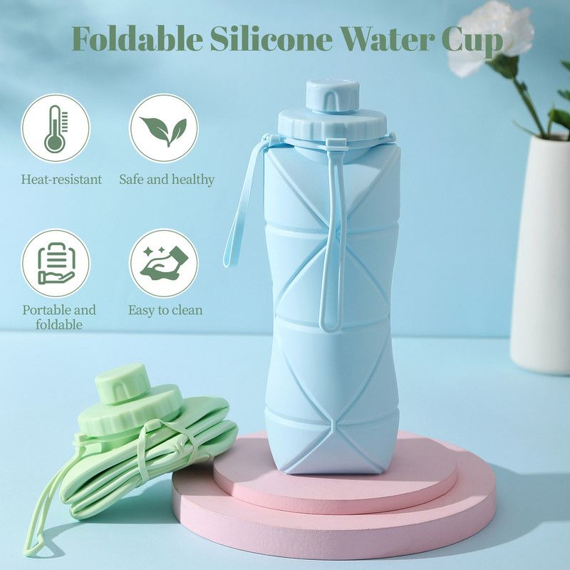 800Ml Large-Capacity Food-Grade Silicone Folding Water Cup, Portable Outdoor High-Temperature Resistant Water Bottle, Travel And Camping Compressible Water Bottle, Travel Water Cup - Gray – Auz Sales Online 800Ml Large-Capacity Food-Grade Silicone Folding Water Cup, Portable Outdoor High-Temperature Resistant Water Bottle, Travel And Camping Compressible Water Bottle, Travel Water Cup - Gray - Image 2