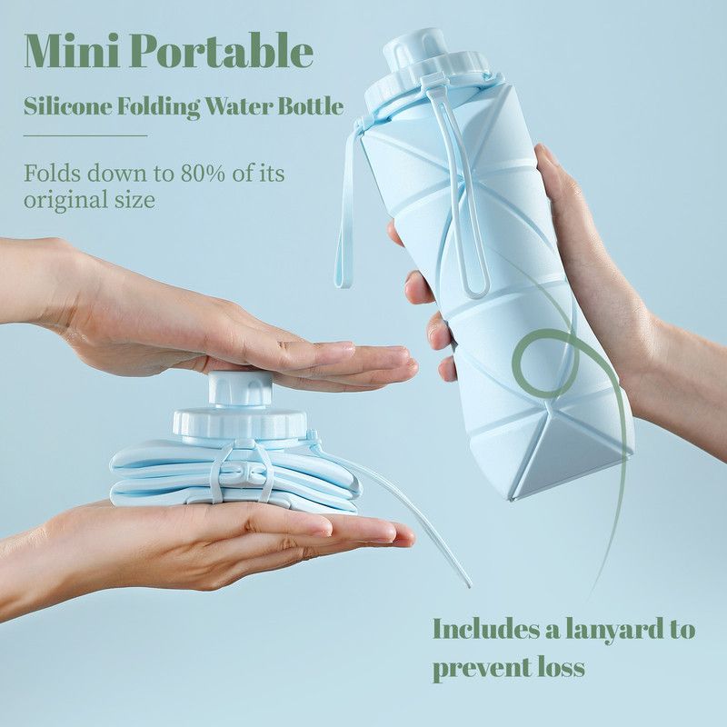 800Ml Large-Capacity Food-Grade Silicone Folding Water Cup, Portable Outdoor High-Temperature Resistant Water Bottle, Travel And Camping Compressible Water Bottle, Travel Water Cup - Gray – Auz Sales Online 800Ml Large-Capacity Food-Grade Silicone Folding Water Cup, Portable Outdoor High-Temperature Resistant Water Bottle, Travel And Camping Compressible Water Bottle, Travel Water Cup - Gray - Image 3