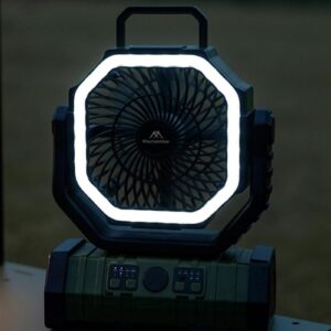 Portable Camping Fan With Light Large Capacity Outdoor Rechargeable Tent Fan - Army Green - Image 4