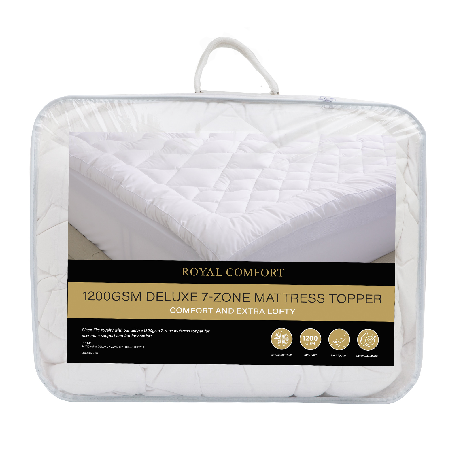 Royal Comfort 1200Gsm Mattress Topper 7-Zone Luxury Queen – Auz Sales Online Royal Comfort 1200Gsm Mattress Topper 7-Zone Luxury Queen