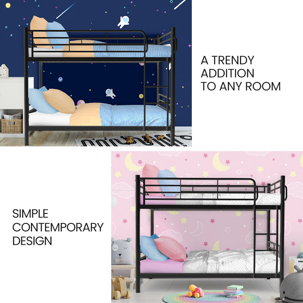 Kingston Slumber Single Metal Bunk Bed Frame – Auz Sales Online Kingston Slumber Modular Bed Frame Separated Into Two Identical Standalone Single Steel Beds