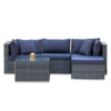 London Rattan 4 Seater Modular Outdoor Lounge Setting With Coffee Table, Ottoman, Grey Product Image Auz Sales Online