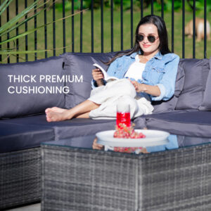 London Rattan 5 Seater Modular Outdoor Lounge Setting With Coffee Table, Ottoman, Grey – Auz Sales Online London Rattan 5 Seater Modular Outdoor Lounge Setting With Coffee Table, Ottoman, Grey - Image 4