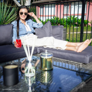 London Rattan 5 Seater Modular Outdoor Lounge Setting With Coffee Table, Ottoman, Grey – Auz Sales Online London Rattan 5 Seater Modular Outdoor Lounge Setting With Coffee Table, Ottoman, Grey - Image 8