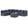 London Rattan 7 Piece 6 Seater Modular Outdoor Lounge Setting With Coffee Table, Grey – Auz Sales Online London Rattan 7 Piece 6 Seater Modular Outdoor Lounge Setting With Coffee Table, Grey Product Image Auz Sales Online