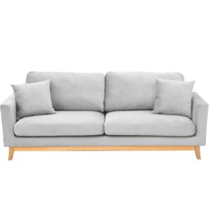 Sarantino 3 Seater Faux Velvet Sofa Bed Couch Furniture Light Grey