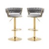 Height Adjustable Swivel Bar Stool Velvet Golden Base – Auz Sales Online Pair Of Grey Height Adjustable Swivel Bar Stool Velvet Golden Base Chairs
