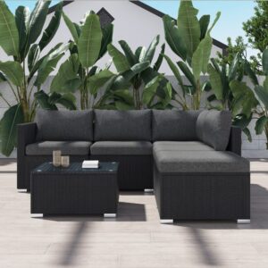 Ottoman-Style Outdoor Lounge Set In Black - Image 3