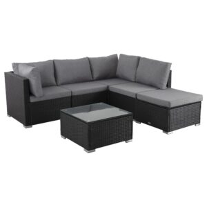 Ottoman-Style Outdoor Lounge Set In Black - Image 7