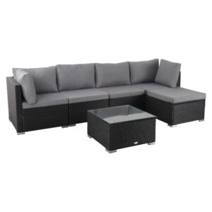 Ottoman-Style Outdoor Lounge Set In Black - Image 8