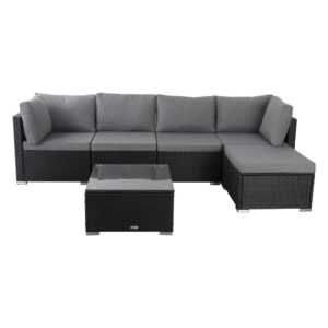 Ottoman-Style Outdoor Lounge Set In Black - Image 9