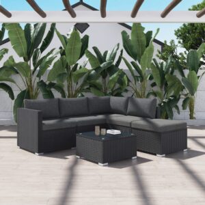 Ottoman-Style Outdoor Lounge Set In Black - Image 4