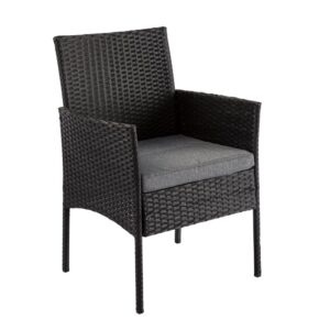 3Pc Outdoor Table And Chairs Set-Black - Image 4