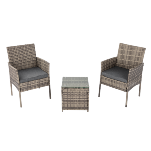 2 Seater Pe Rattan Outdoor Furniture Chat Set- Mixed Grey - Image 3