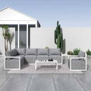 Alfresco 7-Seat Garden Lounge Set – White - Image 3