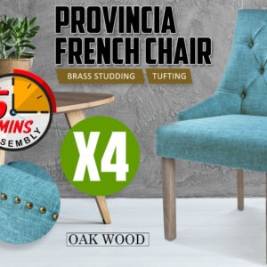 French Provincial Dining Chair Oak Leg Amour Blue 4 Pack – Auz Sales Online French Provincial Dining Chair Oak Leg Amour Blue 4 Pack - Image 2
