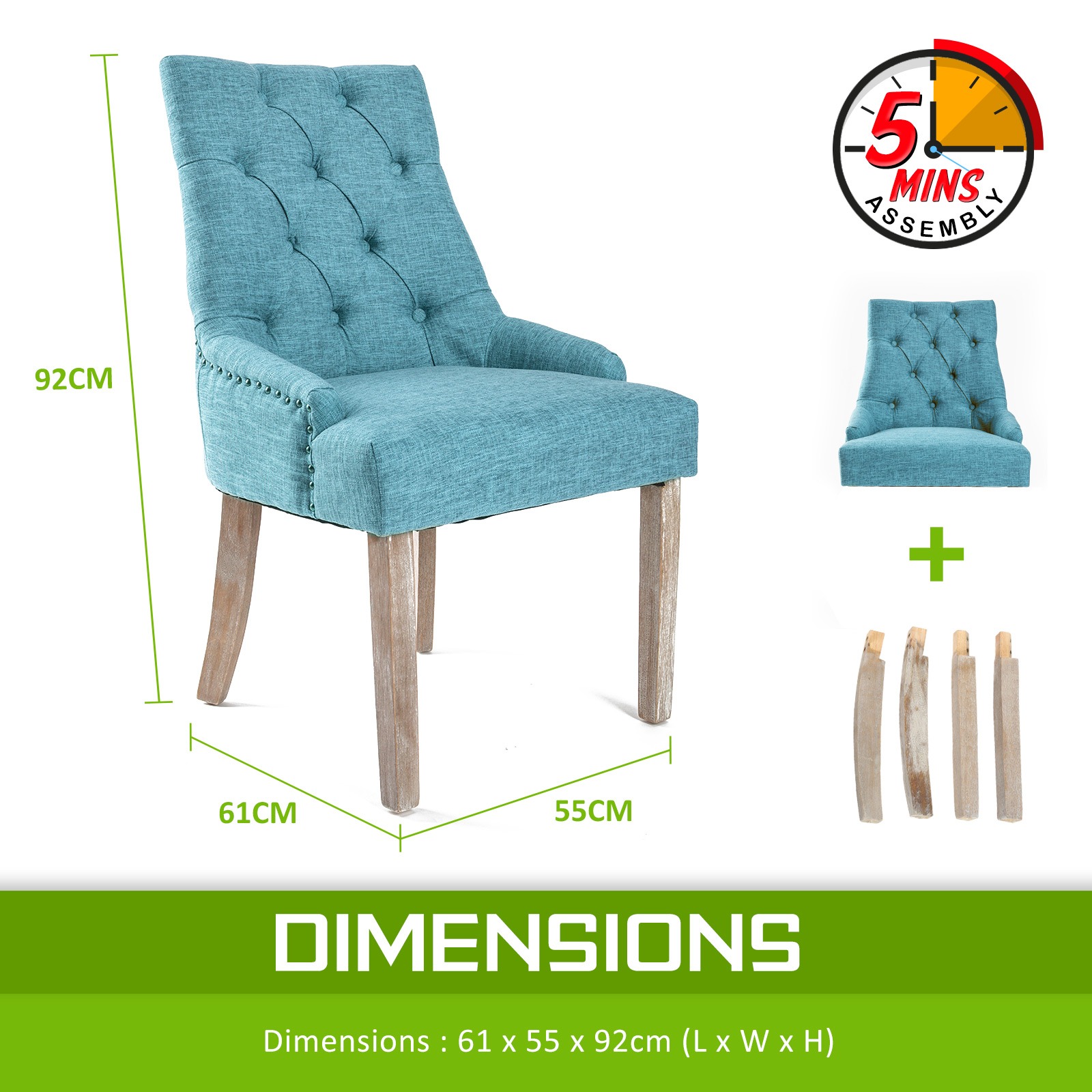 French Provincial Dining Chair Oak Leg Amour Blue 4 Pack – Auz Sales Online French Provincial Dining Chair Oak Leg Amour Blue 4 Pack - Image 12
