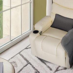 8-Point Electric Massage Recliner Chair - Pu Leather Lounge Sofa Armchair Celina Cream - Image 2