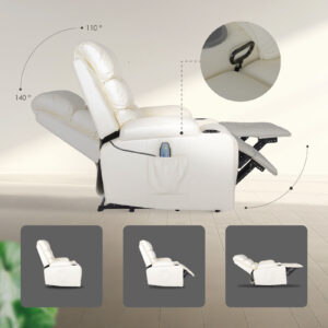 8-Point Electric Massage Recliner Chair - Pu Leather Lounge Sofa Armchair Celina Cream - Image 8