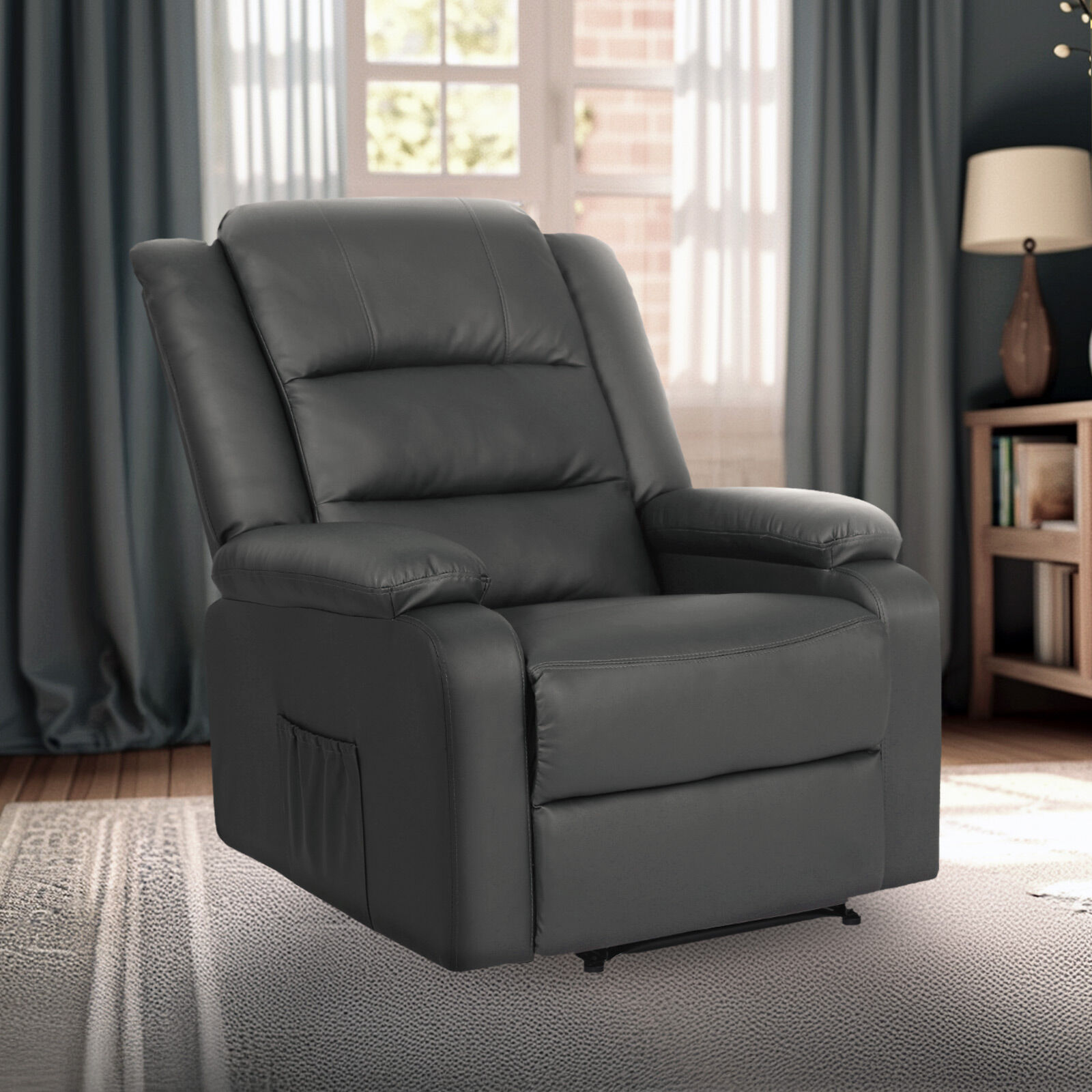 Home Recliner Chair - Pu Leather Sofa Lounge Armchair Marlo Grey – Auz Sales Online Home Recliner Chair - Pu Leather Sofa Lounge Armchair Marlo Grey - Image 4