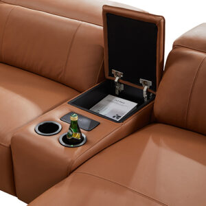 London 5 Seater Corner Sofa Chaise Genuine Leather Electric Recliner Power Slide Left Chaise - Image 4